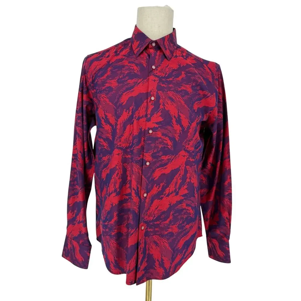 Robert Graham Woven Button Front Long Sleeve Shirt EXPRESSIONIST Paint Print M - Picture 9 of 9